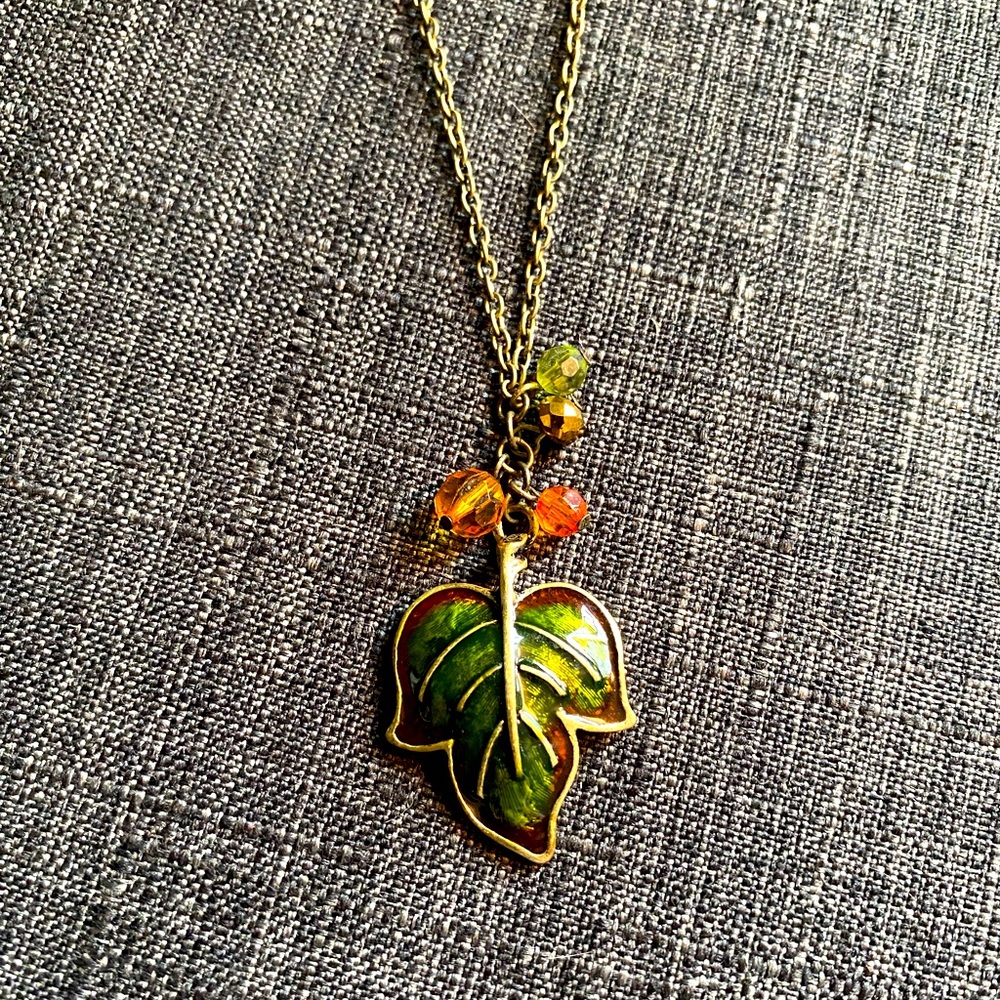 Happy Fall Y’all!! Adjustable Leaf And Bead Necklace!